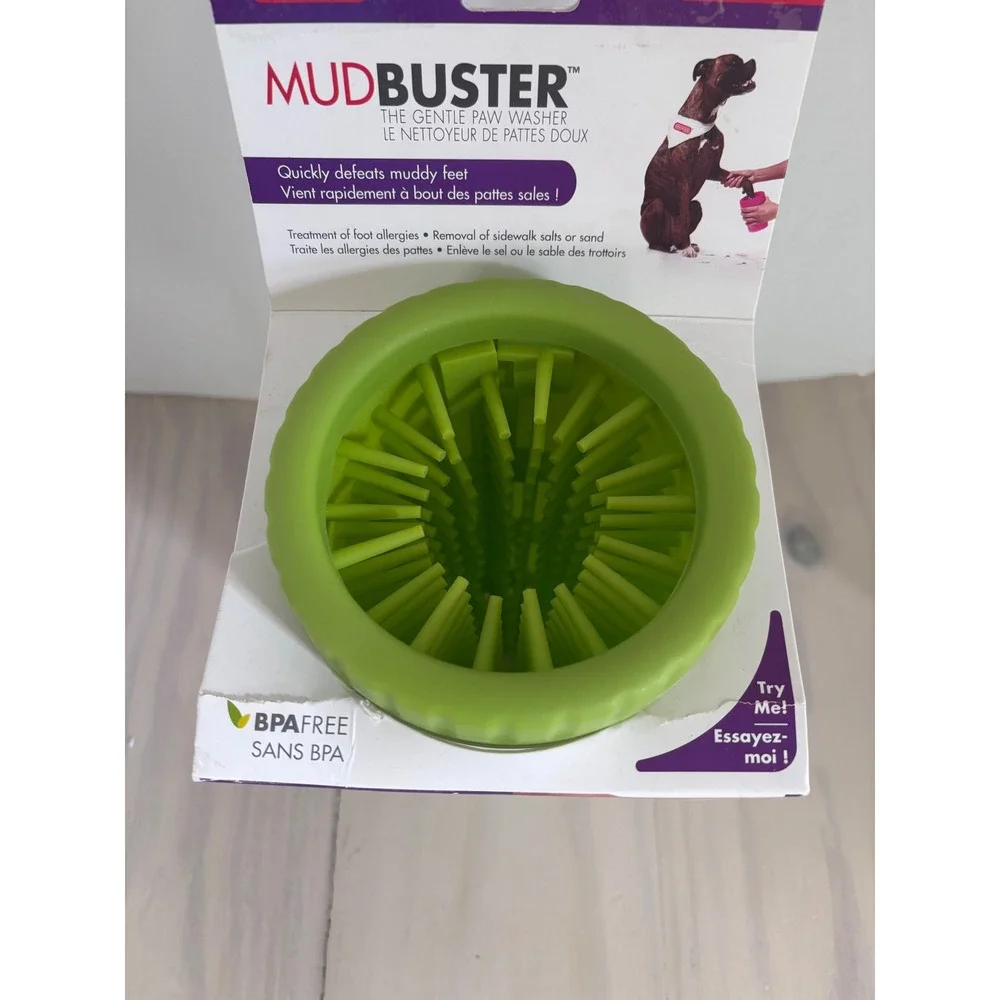 Dexas MudBuster Portable Dog Paw Washer Large Green Silicone Bristles 69676 GRN